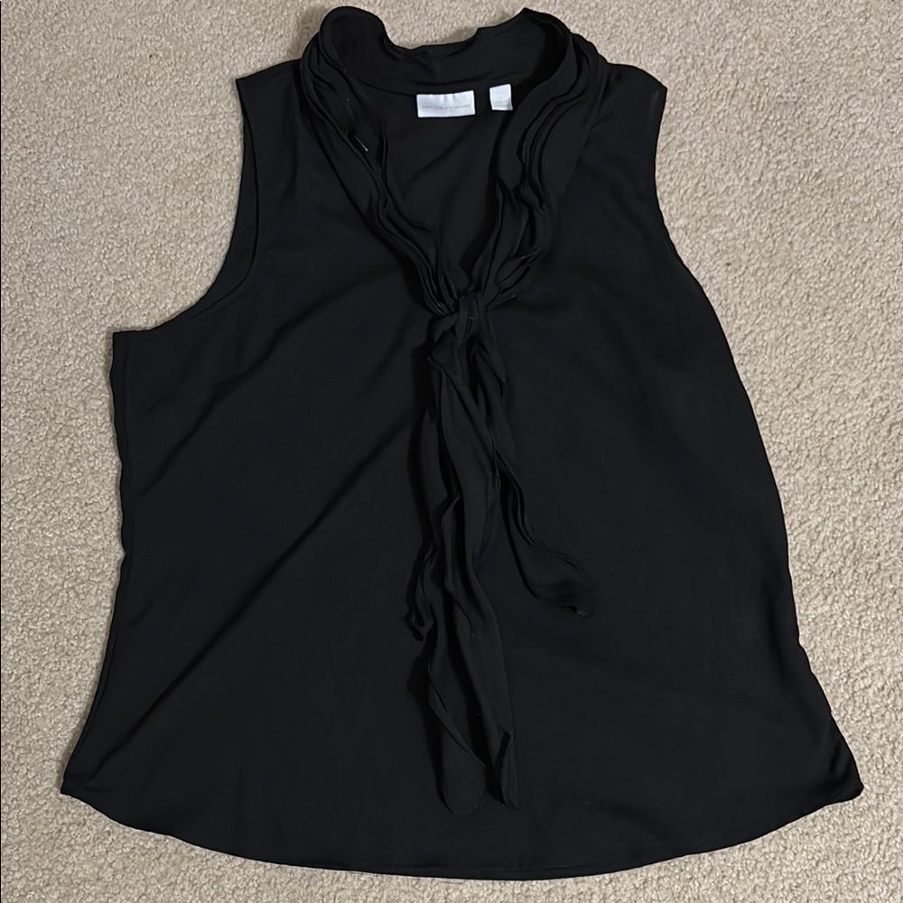 Black Sleeveless Fashion Top, New York & Company Women’s Large, Good Condition!